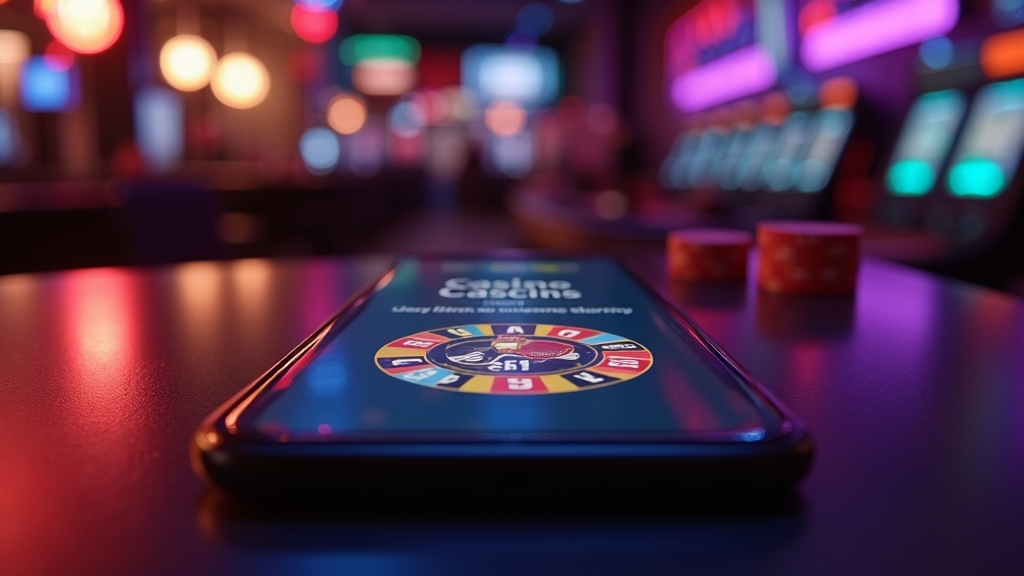 Móvil con la app de casino en un entorno oscuro y elegante